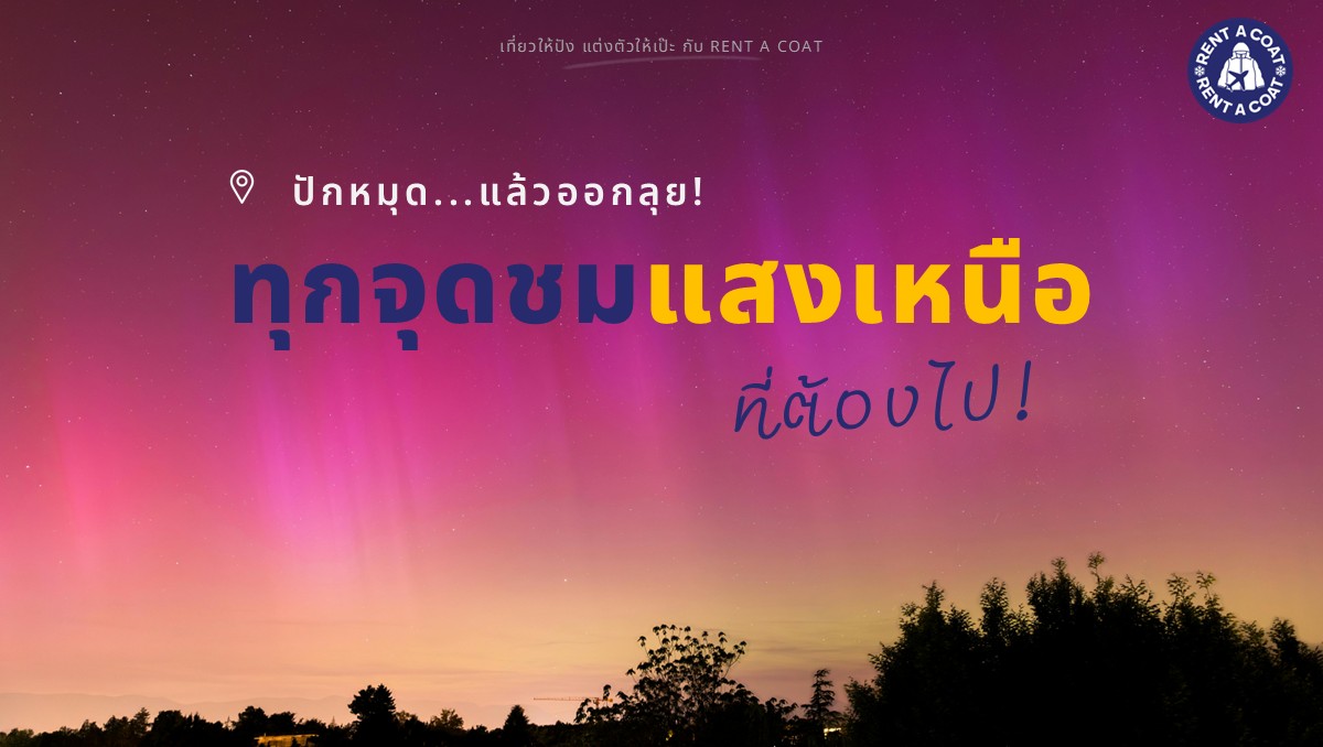 ท้องฟ้ายามค่ำที่เปล่งประกายด้วยแสงออโรร่า พร้อมคำชวนออกเดินทางล่าแสงเหนือ