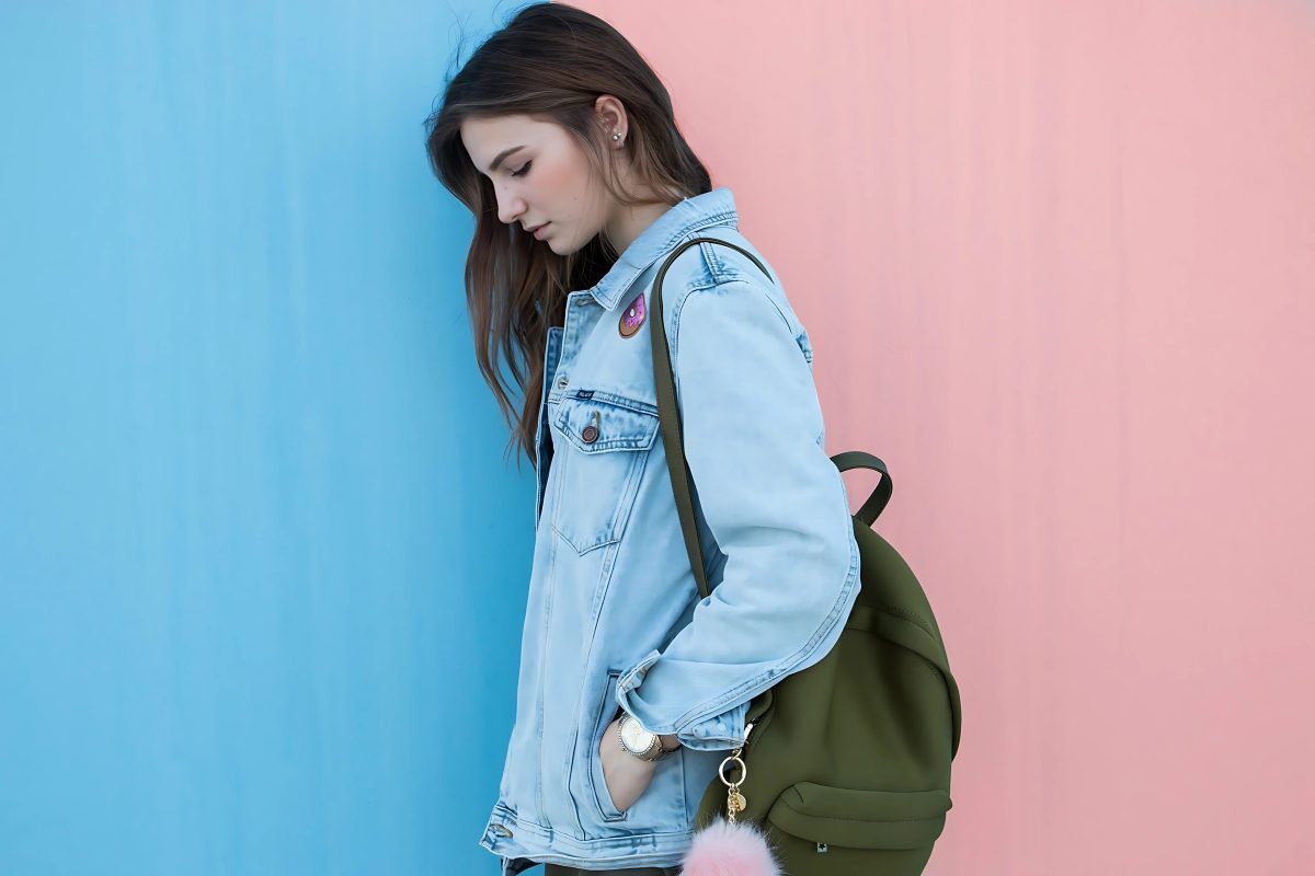 กลุ่มคนแต่งตัวแนว casual ใส่แจ็กเก็ตและเสื้อไหมพรม เดินเล่นริมทะเลสาบในยุโรปช่วงกลางปี บรรยากาศสบาย ๆ