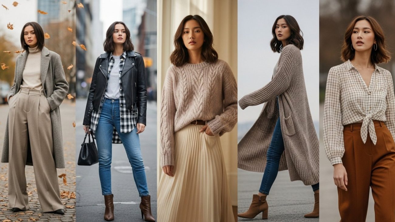 แฟชั่นฤดูใบไม้ร่วงของผู้หญิงไทย ใส่โค้ท แจ็คเก็ต คาร์ดิแกน และเสื้อเบลาส์สไตล์เกาหลี