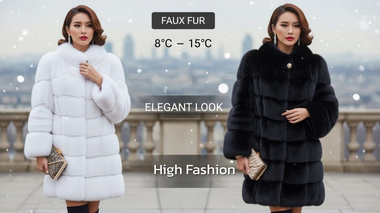 เสื้อเฟอร์เทียมหรูหราสำหรับอุณหภูมิ 8°-15°C
