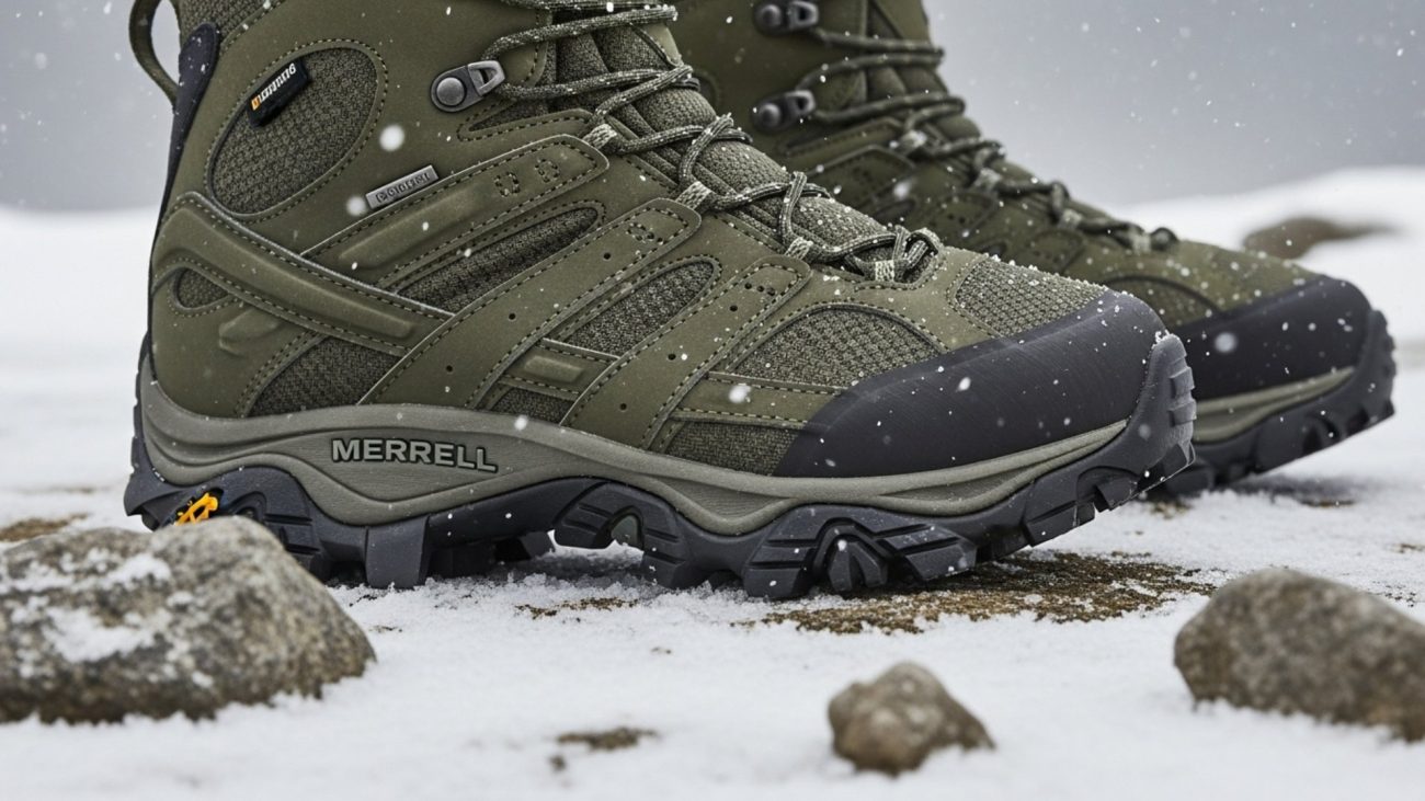 รองเท้าลุยหิมะ Merrell สีเขียวทหาร พื้นรองเท้าทนทาน
