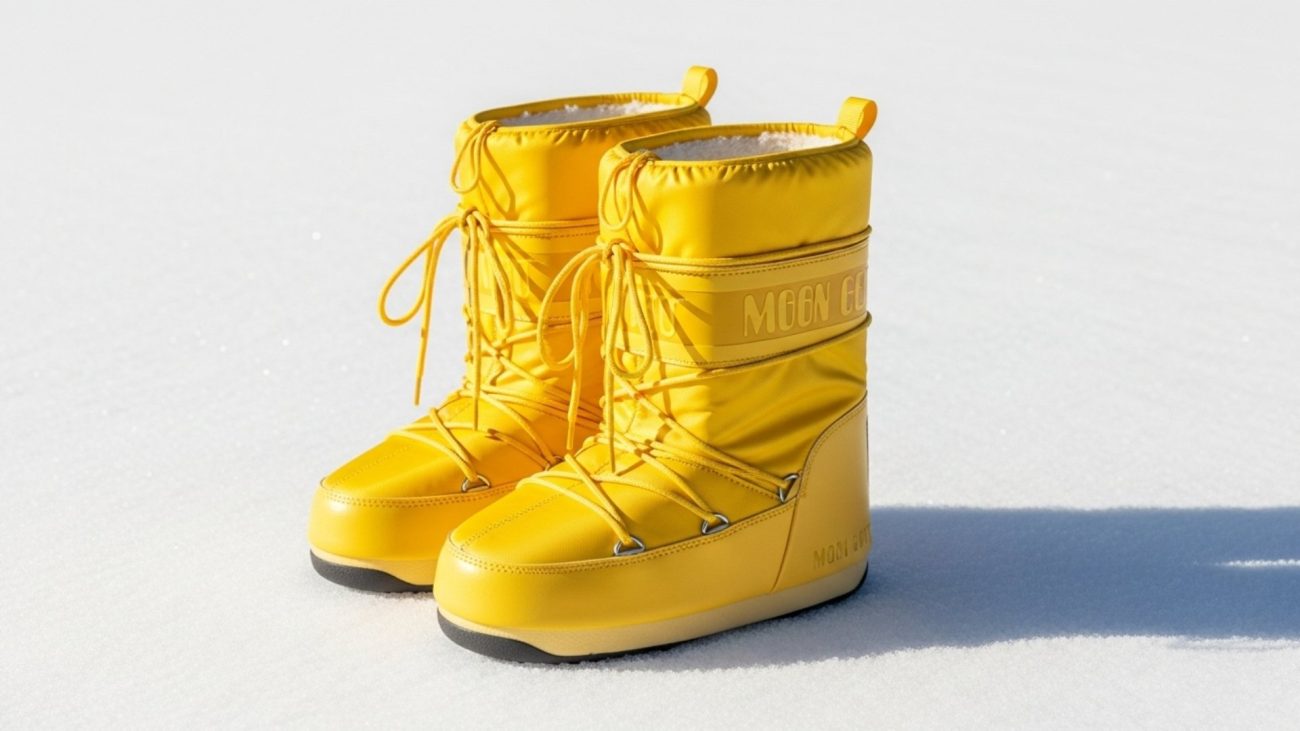 รองเท้าหิมะ Moon Boot สีเหลือง ดีไซน์ล้ำทันสมัย