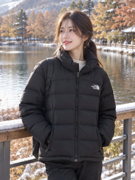 เสื้อกันหนาว The North Face สี ดำ ภาพหลักขณะใช้งาน